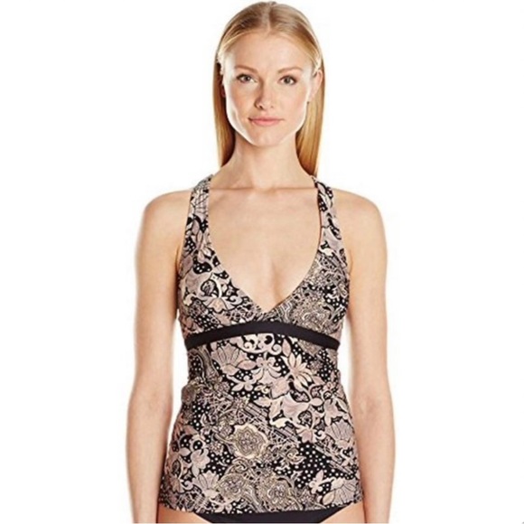 Carmen Marc Valvo V-Neck Tankini Top in Ornamental Floral - Picture 6 of 7